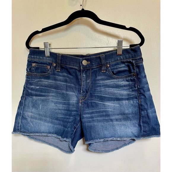 J. Crew Indigo Denim Women's Mid Rise Cut Off Shorts Size 27 - Picture 3 of 11